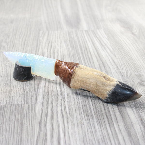 Deer Foot Handle Opalite Blade Ornamental Knife #9959     Mountain Man Knife