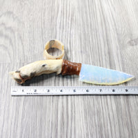 Coyote Foot Handle Opalite Blade Ornamental Knife #7959     Mountain Man Knife