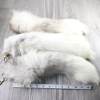 3 Marble Fox Tail Key Rings #3959  Taxidermy Keychain Tassel Bag Tag