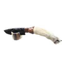 Coyote Foot Handle Obsidian Blade Ornamental Knife #1059  Mountain Man Knife