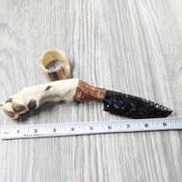 Coyote Foot Handle Obsidian Blade Ornamental Knife #1059  Mountain Man Knife