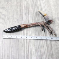 Turkey Foot Handle Obsidian Blade Ornamental Knife #7059  Mountain Man Knife