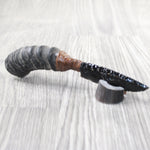 Springbok Horn Handle Handle Obsidian Blade Ornamental Knife #6150  Mountain Man Knife