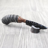 Springbok Horn Handle Handle Obsidian Blade Ornamental Knife #6150  Mountain Man Knife