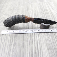 Springbok Horn Handle Handle Obsidian Blade Ornamental Knife #6150  Mountain Man Knife