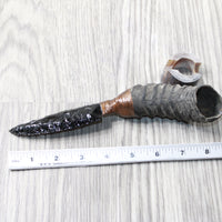 Springbok Horn Handle Handle Obsidian Blade Ornamental Knife #6150  Mountain Man Knife