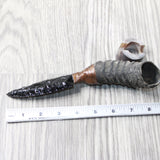 Springbok Horn Handle Handle Obsidian Blade Ornamental Knife #6150  Mountain Man Knife