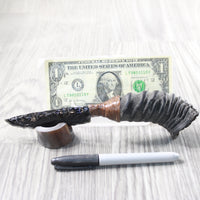 Springbok Horn Handle Handle Obsidian Blade Ornamental Knife #6150  Mountain Man Knife