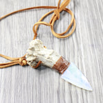 Antler Crown Handle Obsidian  Blade Knife Necklace  #5150  Mountain Man Necklace