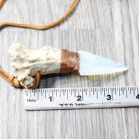 Antler Crown Handle Obsidian  Blade Knife Necklace  #5150  Mountain Man Necklace
