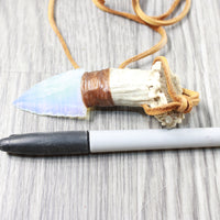 Antler Crown Handle Obsidian  Blade Knife Necklace  #5150  Mountain Man Necklace