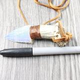Antler Crown Handle Obsidian  Blade Knife Necklace  #5150  Mountain Man Necklace