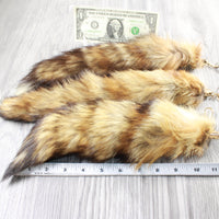 3 Red Fox Tail Key Rings #3150  Taxidermy Keychain Tassel Bag Tag