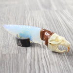 Muskrat Skull Handle Opalite Blade Ornamental Knife #0250     Mountain Man Knife