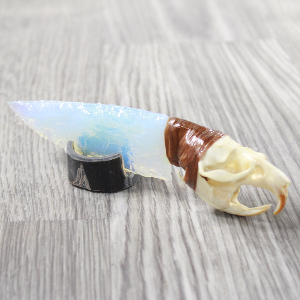 Muskrat Skull Handle Opalite Blade Ornamental Knife #0250     Mountain Man Knife