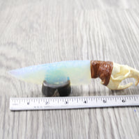 Muskrat Skull Handle Opalite Blade Ornamental Knife #0250     Mountain Man Knife