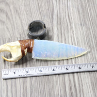 Muskrat Skull Handle Opalite Blade Ornamental Knife #0250     Mountain Man Knife