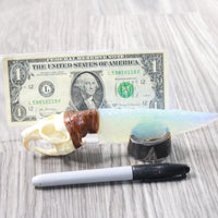 Muskrat Skull Handle Opalite Blade Ornamental Knife #0250     Mountain Man Knife