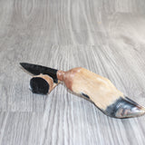 Deer Foot Handle Obsidian  Blade Ornamental Knife # 24968