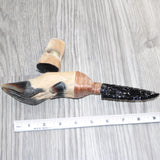 Deer Foot Handle Obsidian  Blade Ornamental Knife # 24968