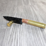 50 Cal Shell Casing Handle Obsidian  Blade Ornamental Knife #23968