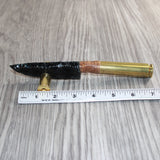 50 Cal Shell Casing Handle Obsidian  Blade Ornamental Knife #23968