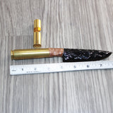50 Cal Shell Casing Handle Obsidian  Blade Ornamental Knife #23968