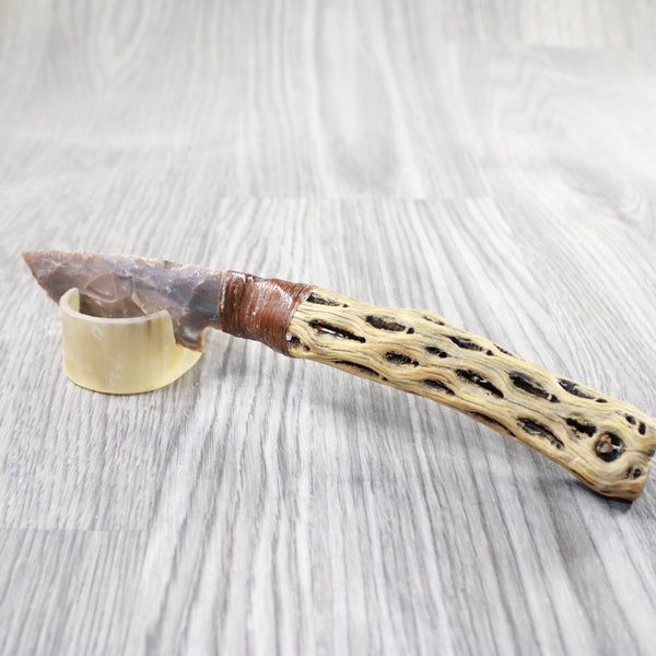 Cholla Cactus Wood Handle Stone Blade Ornamental Knife #8250    Mountain Man Knife