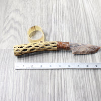 Cholla Cactus Wood Handle Stone Blade Ornamental Knife #8250    Mountain Man Knife