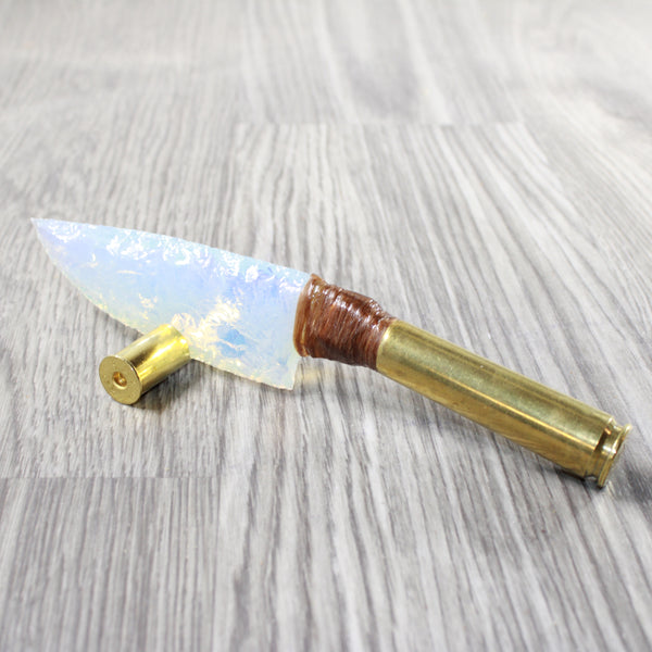 50 Cal Shell Casing Handle Opalite Blade Ornamental Knife #7250     Mountain Man Knife