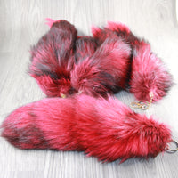 5 Dyed Silver Fox Tail Key rings #2540  Taxidermy Keychain Tassel Bag Tag z