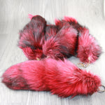 5 Dyed Silver Fox Tail Key rings #2540  Taxidermy Keychain Tassel Bag Tag z