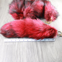 5 Dyed Silver Fox Tail Key rings #2540  Taxidermy Keychain Tassel Bag Tag z