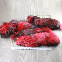 5 Dyed Silver Fox Tail Key rings #2540  Taxidermy Keychain Tassel Bag Tag z