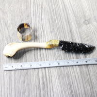 Turkey Bone Handle Obsidian Blade Ornamental Knife #44050  Mountain Man Knife