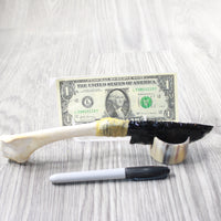 Turkey Bone Handle Obsidian Blade Ornamental Knife #44050  Mountain Man Knife