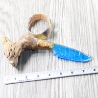 Ghost Wood Handle Glass Blade Ornamental Knife #3350    Mountain Man Knife