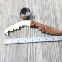 Coyote Jaw Handle Stone Blade Ornamental Knife #8550    Mountain Man Knife