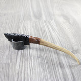 Deer Antler Handle Obsidian Blade Ornamental Knife #8550  Mountain Man Knife