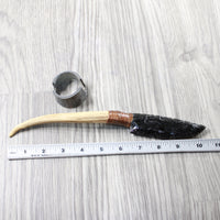 Deer Antler Handle Obsidian Blade Ornamental Knife #8550  Mountain Man Knife