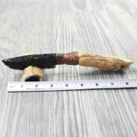 Coyote Foot Handle Obsidian Blade Ornamental Knife #9650  Mountain Man Knife