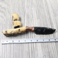 Coyote Foot Handle Obsidian Blade Ornamental Knife #9650  Mountain Man Knife