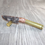 50 Cal Shell Casing Handle Stone Blade Ornamental Knife #23868