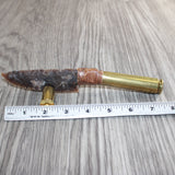 50 Cal Shell Casing Handle Stone Blade Ornamental Knife #23868