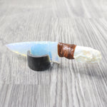 Mink Skull Handle Opalite Blade Ornamental Knife #7650     Mountain Man Knife
