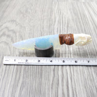 Mink Skull Handle Opalite Blade Ornamental Knife #7650     Mountain Man Knife