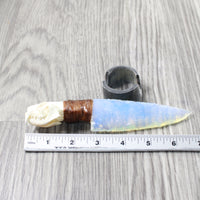 Mink Skull Handle Opalite Blade Ornamental Knife #7650     Mountain Man Knife