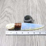 Mink Skull Handle Opalite Blade Ornamental Knife #7650     Mountain Man Knife