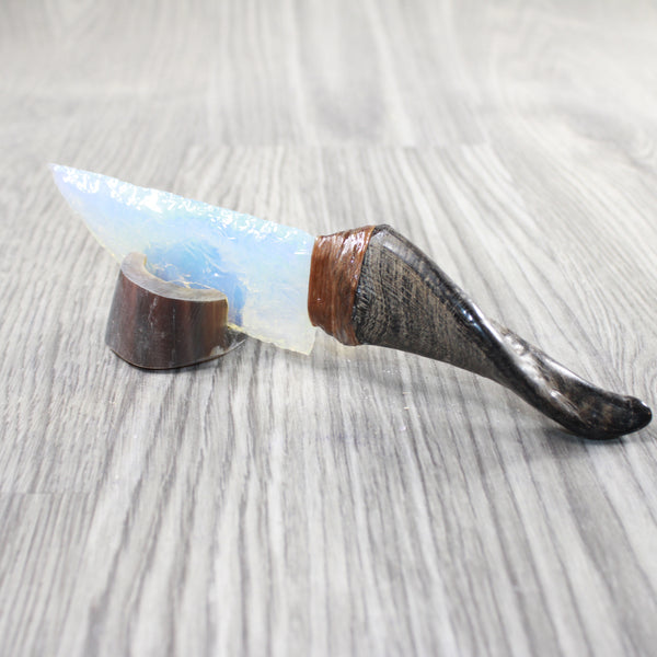 Goat Horn Handle Opalite Blade Ornamental Knife #9650     Mountain Man Knife