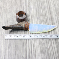 Goat Horn Handle Opalite Blade Ornamental Knife #9650     Mountain Man Knife